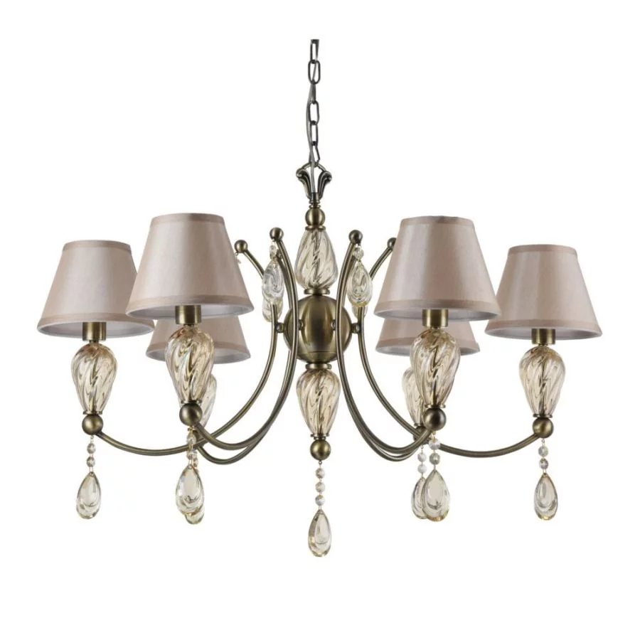 Luster mit Kristallen Glaselementen in Champagner
