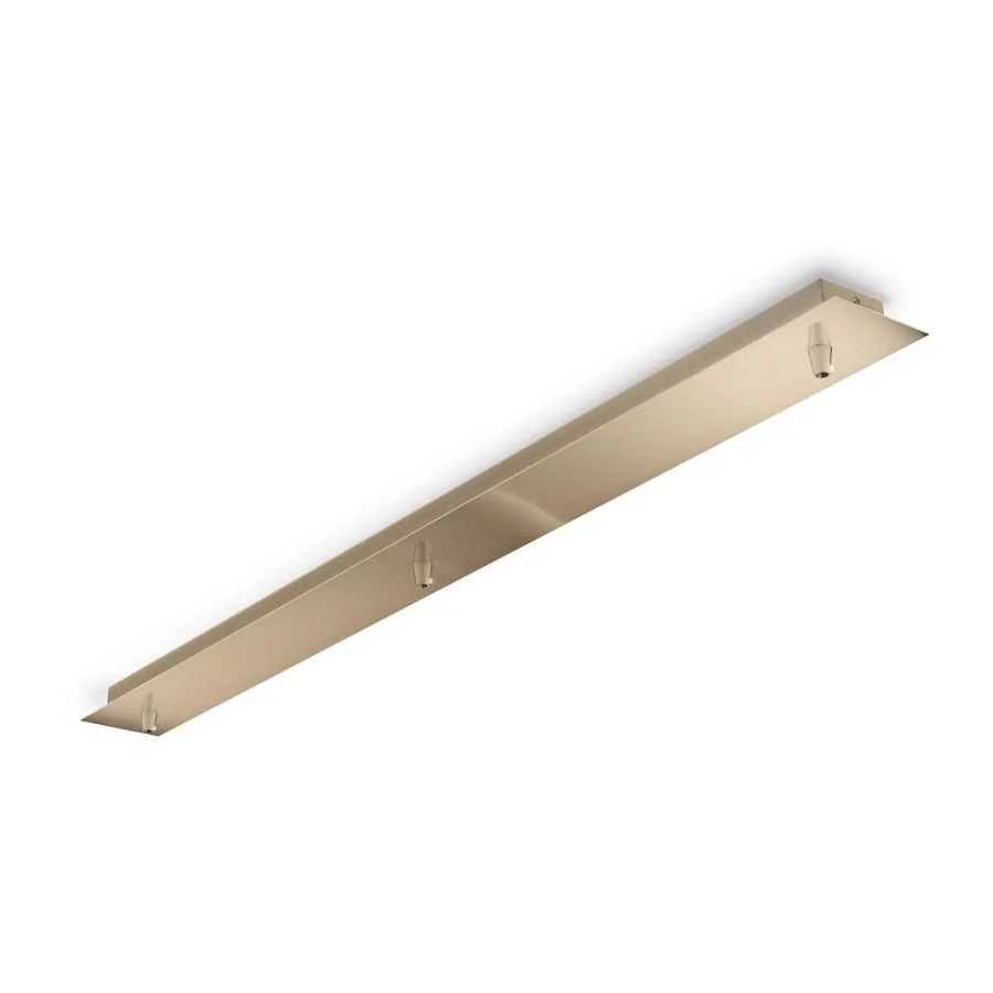 Elongated 3-light canopy in brushed brass/gold