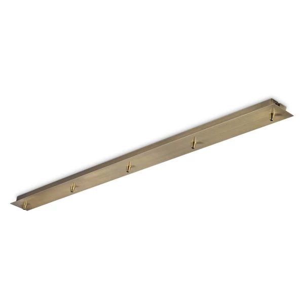 Elongated 5-light canopy in brushed brass/gold
