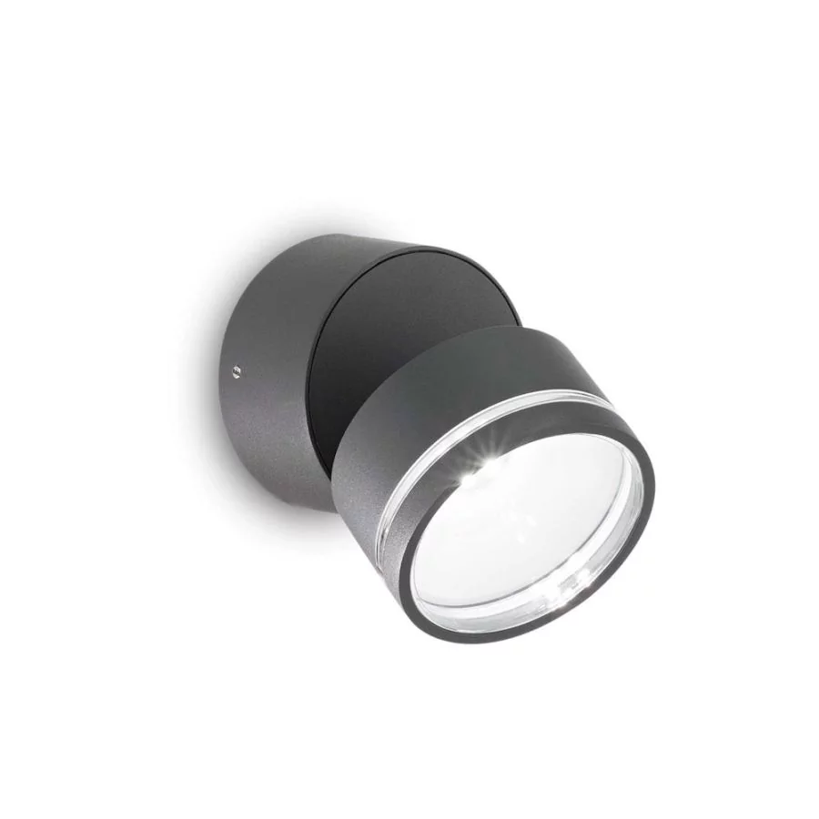 Round outdoor area surface-mounted spotlight in anthracite