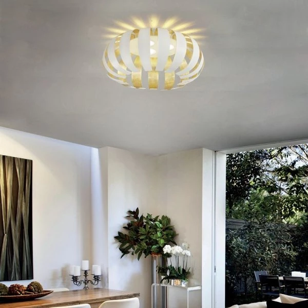 ffect ceiling lamp Geo in white + gold leaf