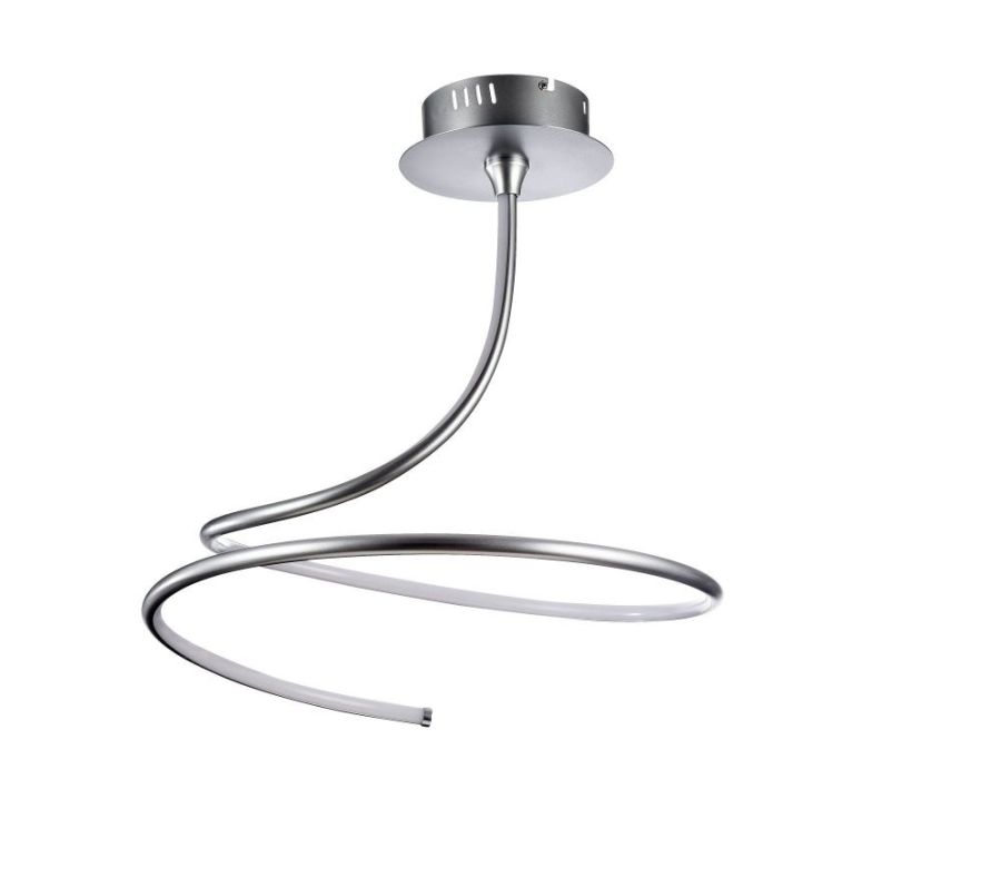 Curved ceiling lamp in silver matt