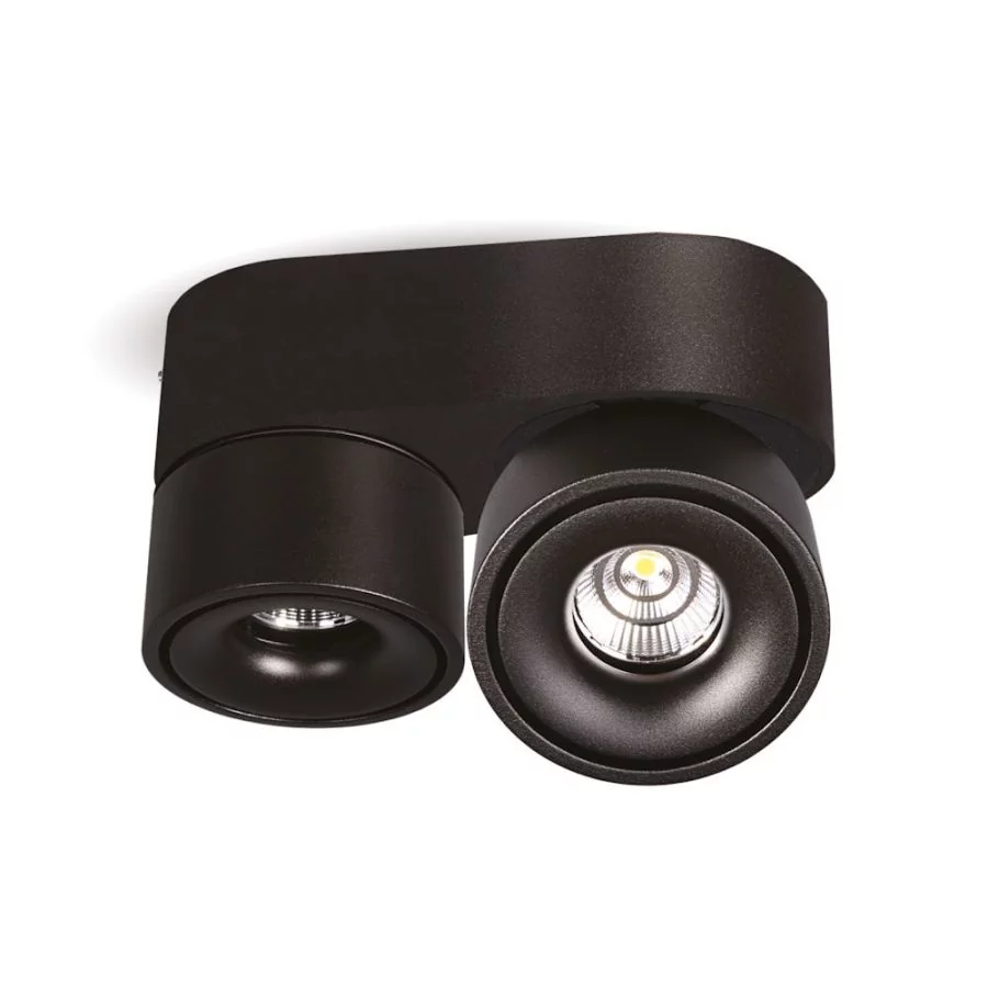 Black 2-light LED ceiling spotlight - dimmable