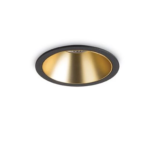Round LED recessed ceiling spotlight in black/gold