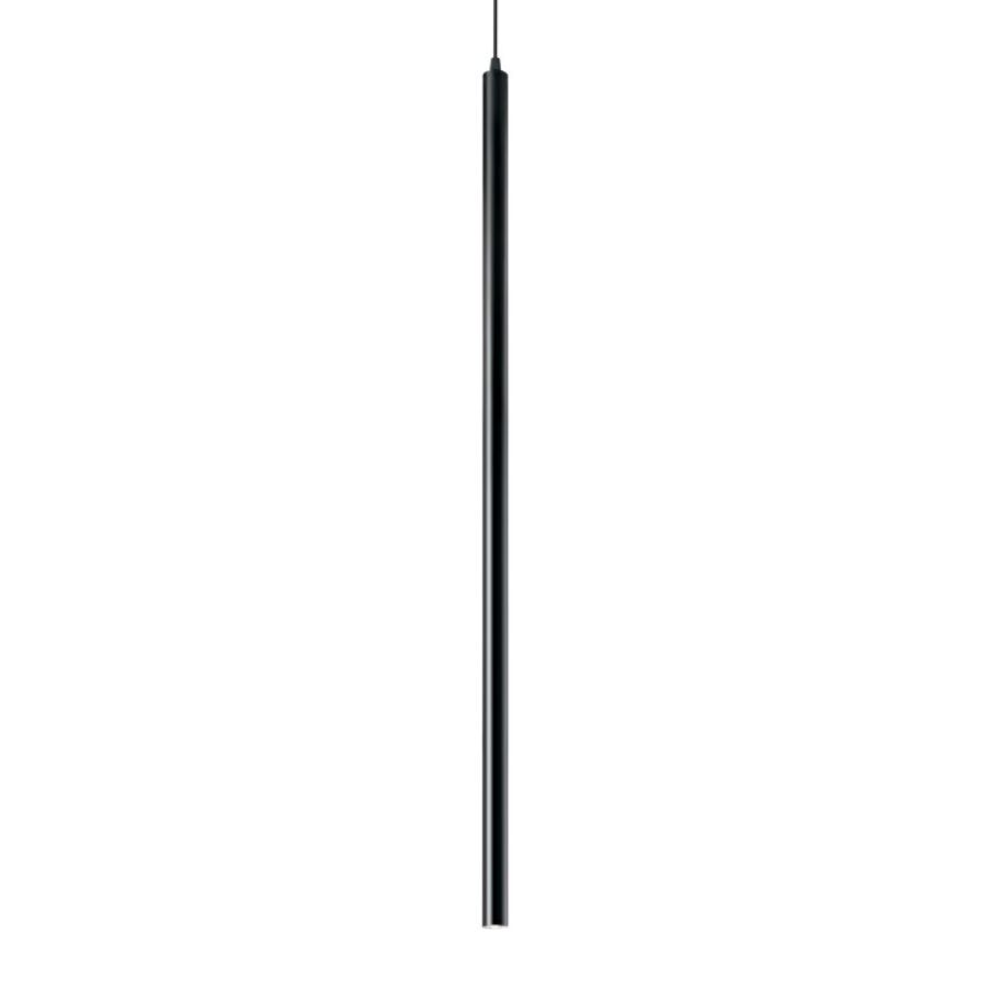 Dünne lange LED Pendelleuchte Look in Schwarz