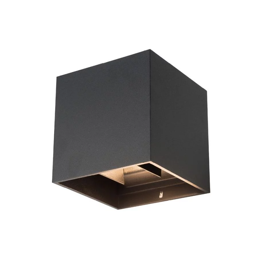 Bathroom cube LED wall light Riko IP44 black