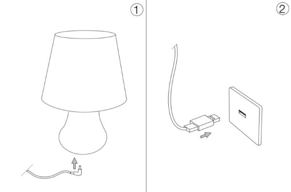 Tisch-Bodenleuchte Lumetto/Ideal Lux USB-Kabel Skizze