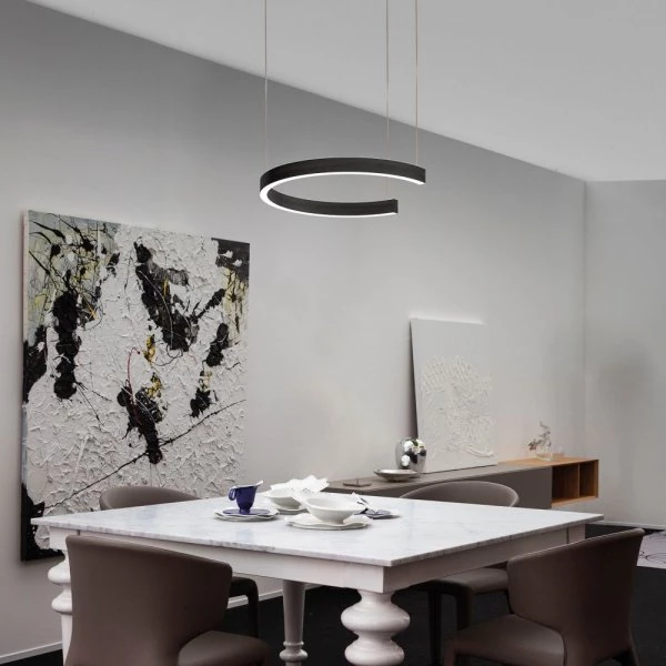 Kitchen table LED pendant lamp Hug in black Ø:40cm