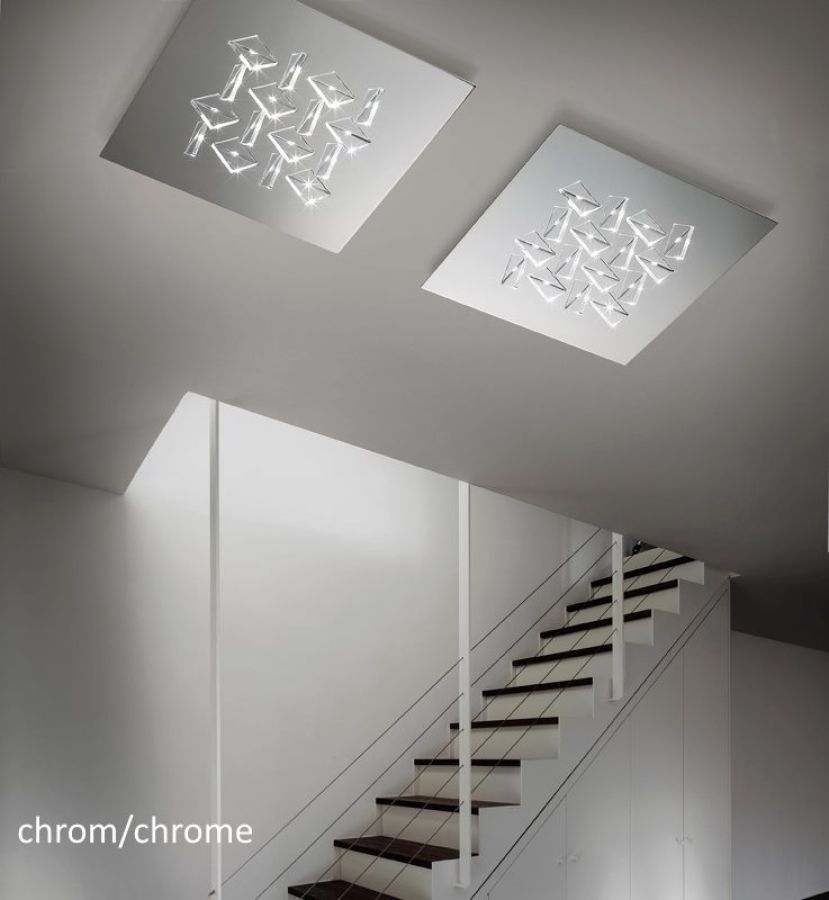Braga LED ceiling lamp square Cristalli PL60 triangular