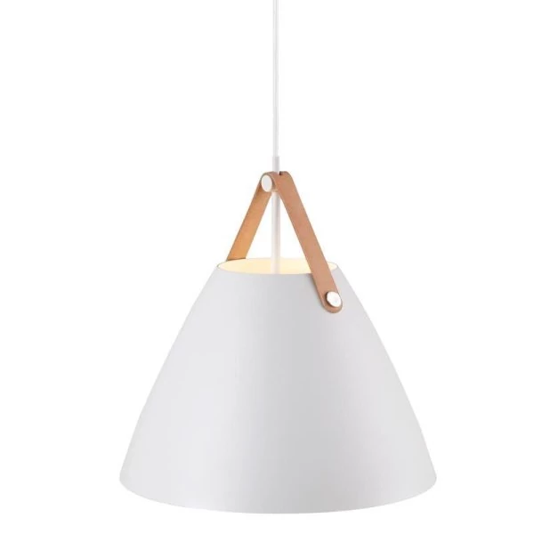 Pendant lamp Strap 36 weiss leather suspension in brown