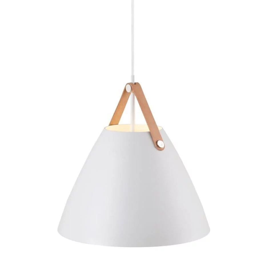 Pendant lamp Strap 36 weiss leather suspension in brown