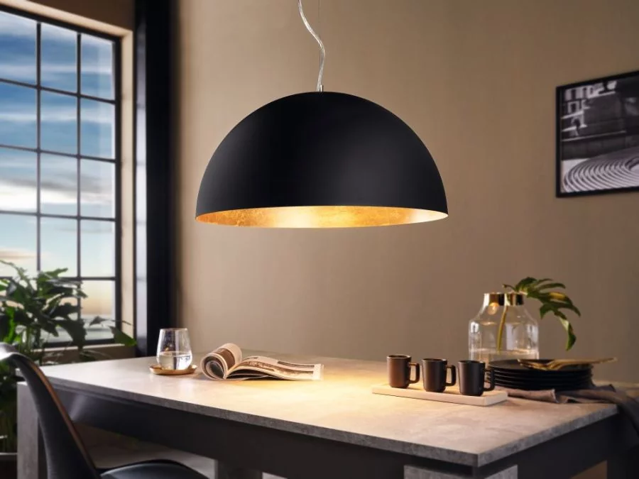 Globe hanging lamp Gaetano E27 black gold