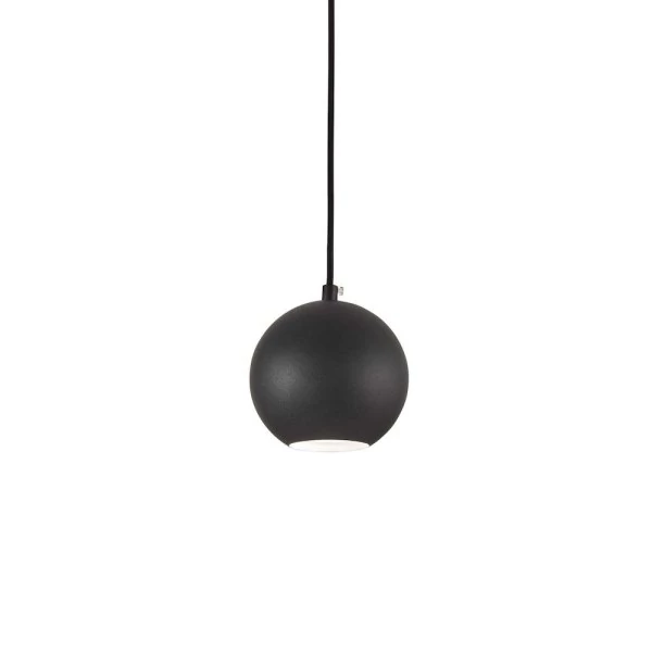 Ball pendant lamp with black lampshade and black fabric cable