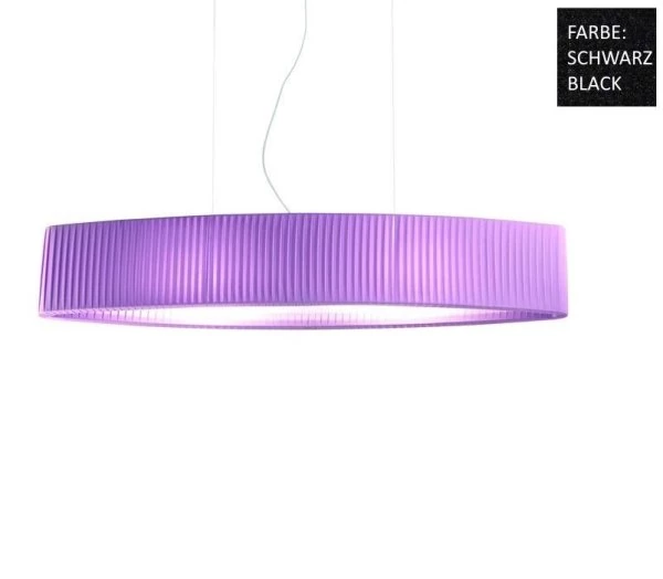 Elongated pendant lamp with black pleated fabric lampshade 1050mm