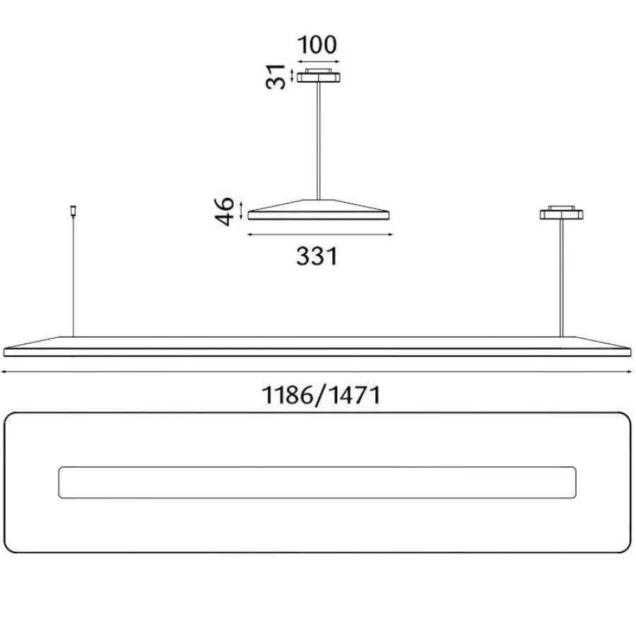 Skizze von Büro Hängelampe LED Skai von Planlicht