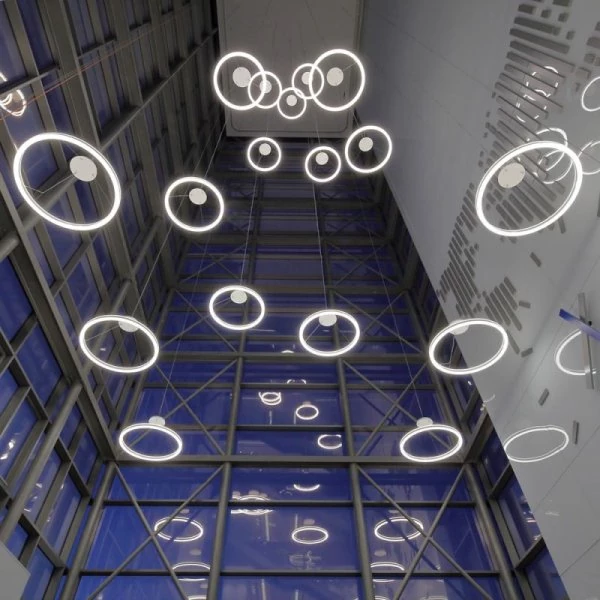 LED Ring Pendellampen Halo von Planlicht für hohe Räume
