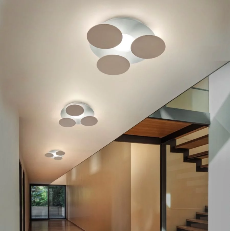 Round hallway ceiling lamp Nuvola Braga Ø35cm dove gray