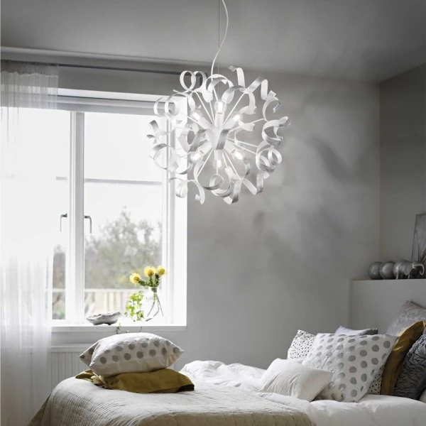 Schlafzimmer Pendellampe in weiß-silber