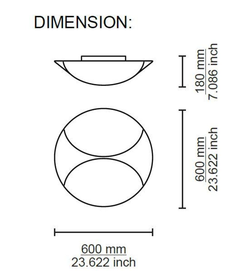 Lika round fabric ceiling lamp Sinua 60cm