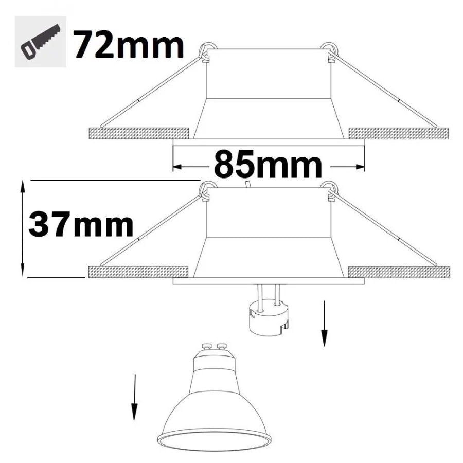 Recessed spotlight outdoor IP54 white square