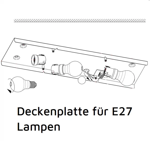 Passende E27 Deckenplatte für rechteckige Segeltücher Passende E27 Deckenplatte für rechteckige Segeltücher