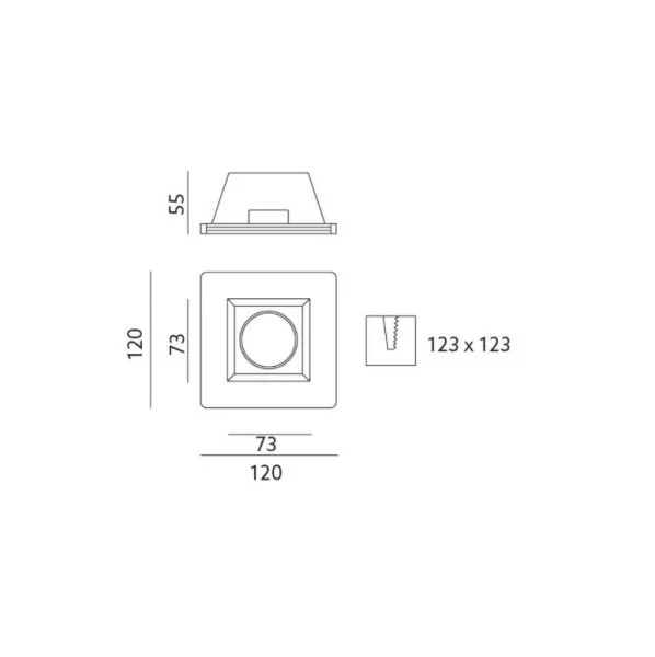 Swquare gypsum recessed spotlight Fiore GU10