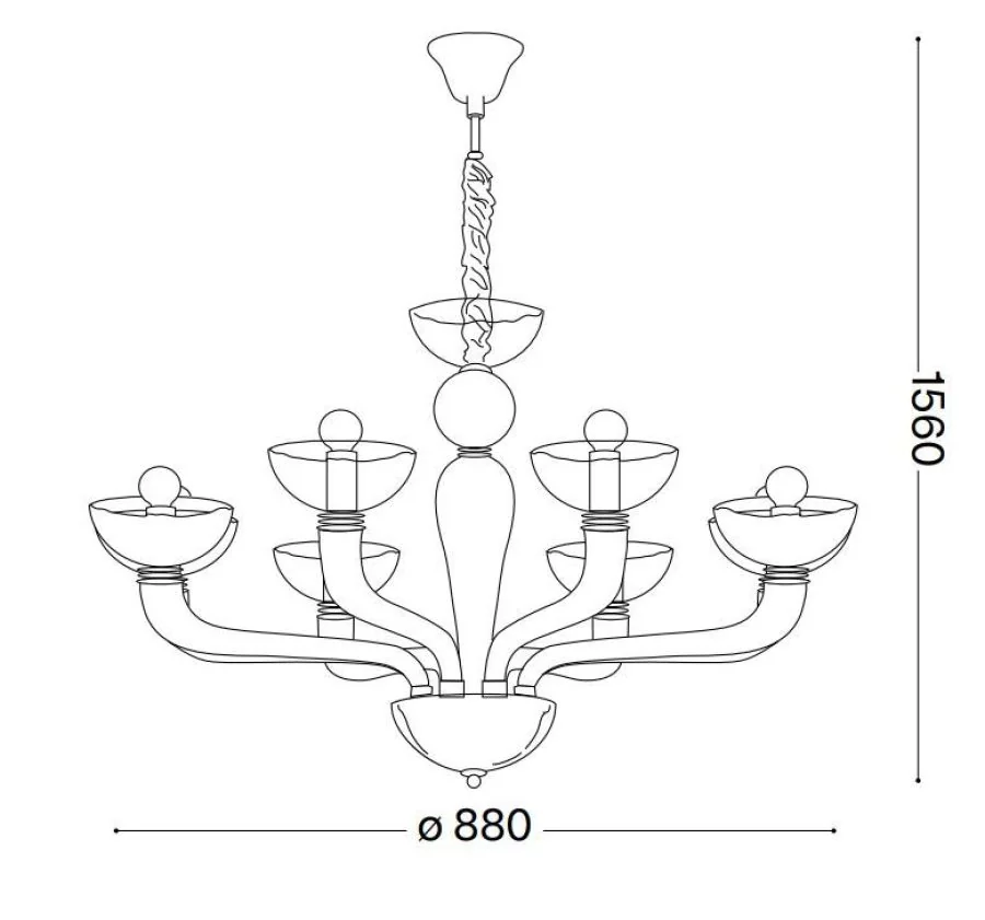 Ideal Lux Casanova chandelier glass transparent