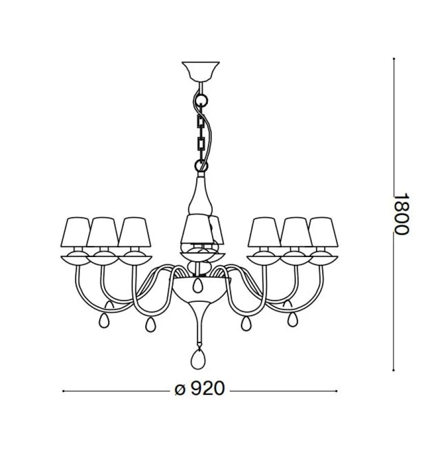 Ideal Lux Blanche chandelier antique SP8