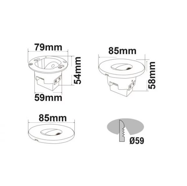 Sys wall 230V LED recessed wall lamp round 1, IP44