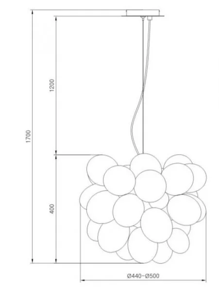 Skizze von Glas Pendelleuchte Balbo von Maytoni