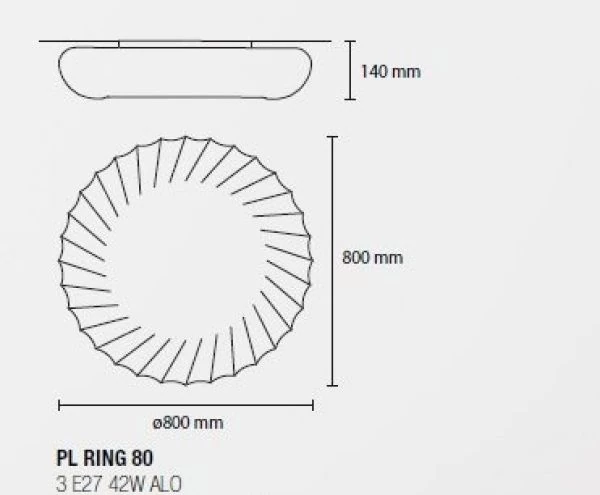 Skizze von Deckenlampe Ring 80