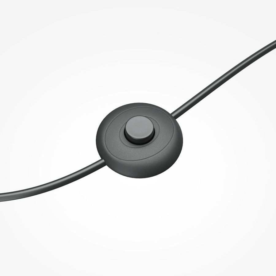Round black cord dimmer of the Double Moon floor lamp