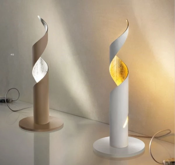 Charming table lamp Truciolo in dove gray silver or white gold