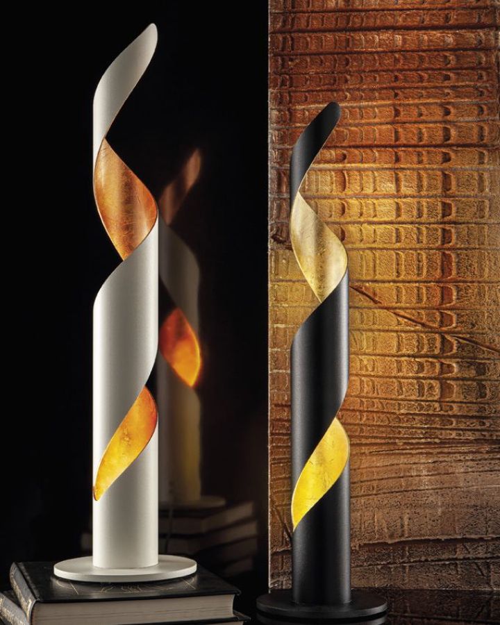 Also as table lamp Truciolo in white and copper
