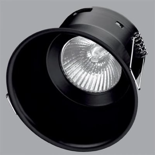 Black floodlight-shaped recessed spotlight Vulcano