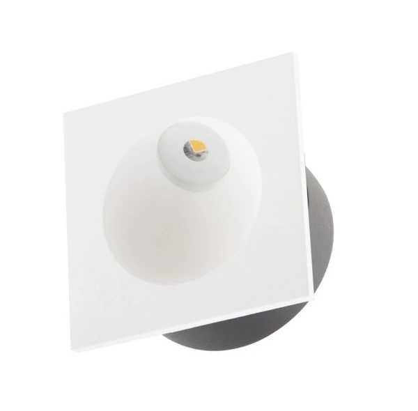 White recessed wall light with square front cover 80x80mm