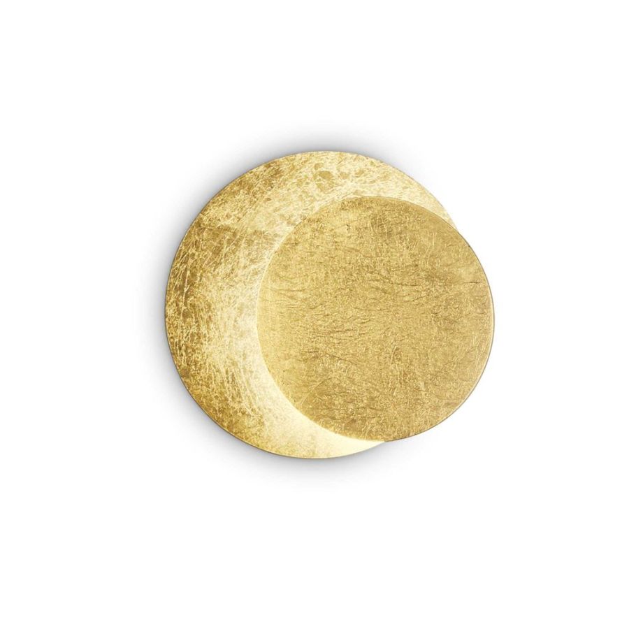 Round LED wall light Tick in gold leaf
