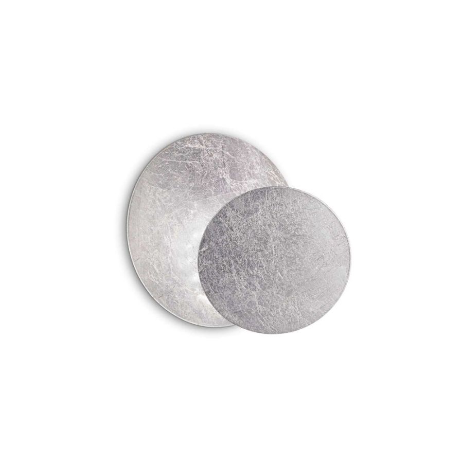 Round LED wall light Tick in silver leaf
