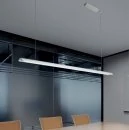 Lange schmale LED Pendelleuchte Tile S1 von Braga: Metall weiss/blattsilber
