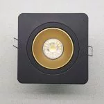 Square recessed ceiling spotlight Ringo Tilt 1 GU10 in black-gold