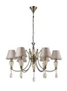 Classic chandelier with 6 lampshades in champagne
