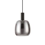 Round glass pendant lamp Coco by Ideal Lux tinted in gray