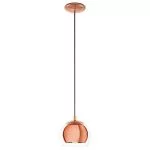 Kugel Pendelleuchte Rocamar mit verchromten Metall in Kupfer und Glasschirm