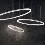 Three single ring pendant light in white