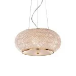 Ideal Lux Pasha crystal pendant lamp gold