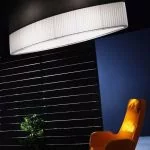 Long white dining table lamp Ellisse oval shape