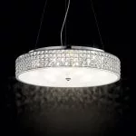 Runde Kristall Pendellampe Roma Ideal Lux SP 12 mit eckigen Kristallen
