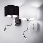 Schlafzimmer Bett Wandleuchte mit eckigen Schirm und LED Lesearm