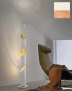 In sich gedrehte Wohnzimmer Stehlampe Truciolo in weiß-kupfer